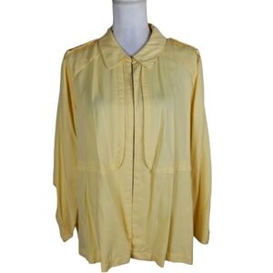 CHICO'S~Size 3~Yellow Unlined Open Front Jacket Blazer 3/4 Sleeve.